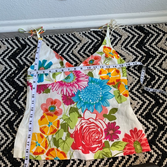 Vintage Trina Turk Floral Tie Tank Top Blouse - Picture 8 of 8